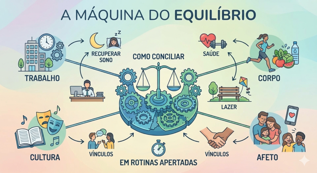 A Máquina do Equilibrio: Como conciliar trabalho, corpo, cultura e afeto para recuperar sono, saúde, lazer e vínculos em rotinas apertadas
